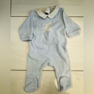 Jacadi Light Blue bunny Footed One Piece with White Collar